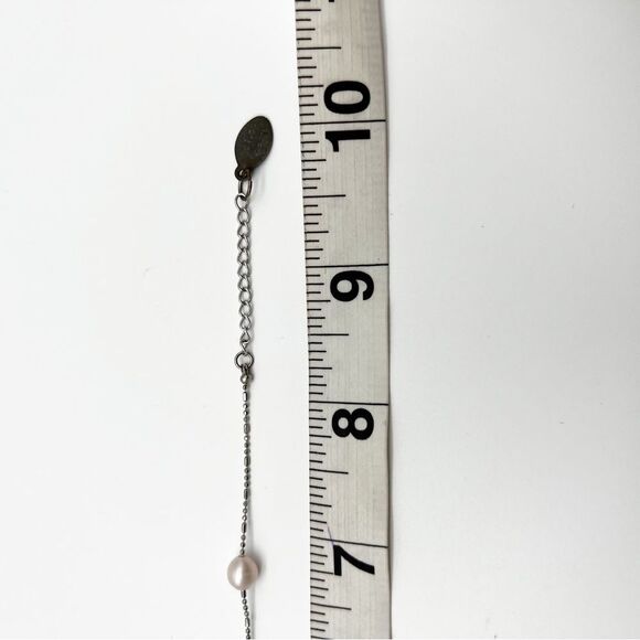 Laila Rowe Dainty Light Pink Faux Pearl Silver Tone Chain Bracelet 8.5” - Picture 8 of 8